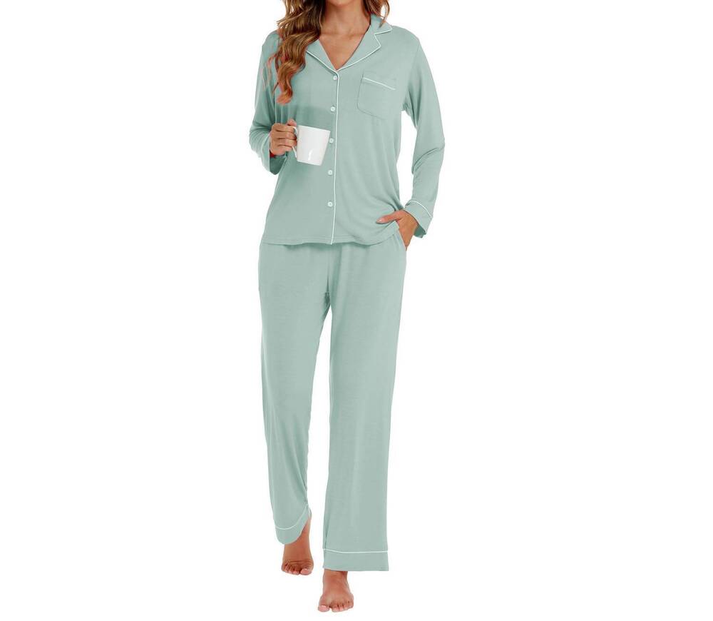 NEW GEX WORLDWIDE bamboo viscose long-sleeve pajama set in sage green